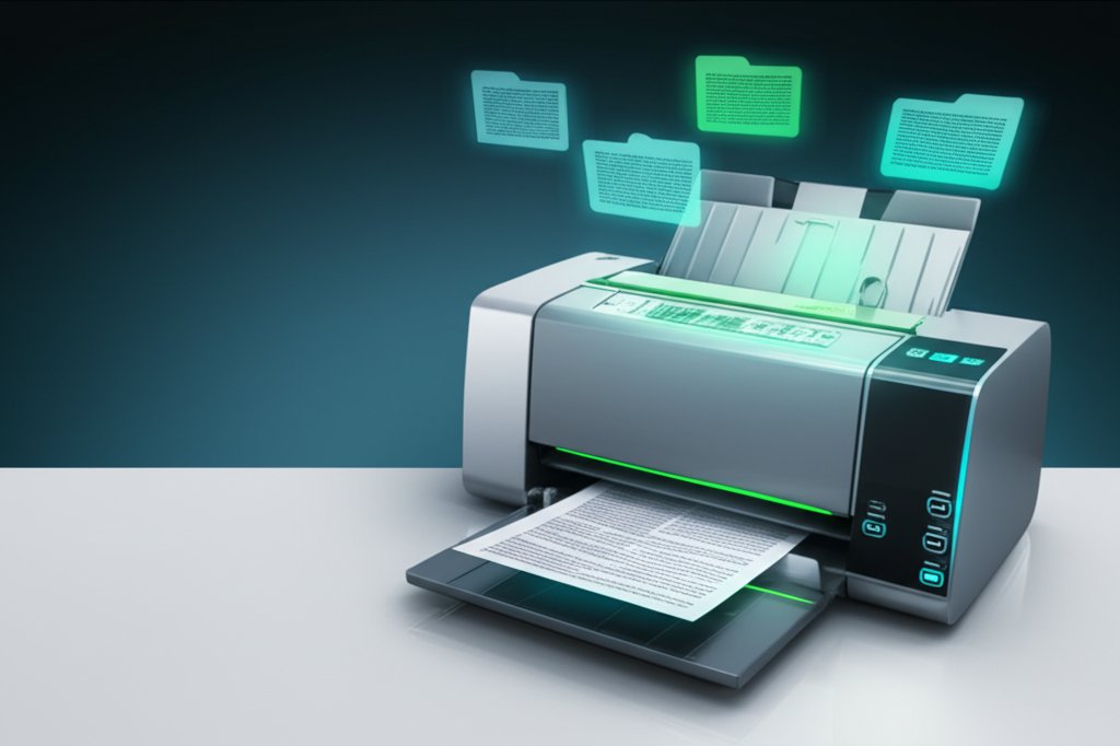 Professional dedicated scanner for efficient document management, replacing 50/50 methods.